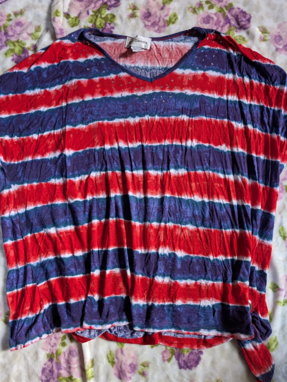 Daniela Red & Blue Striped Short Sleeve Tee